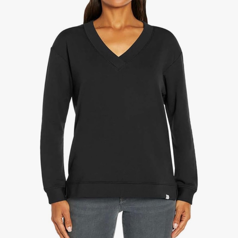 Orvis Women's V-Neck Dropped Shoulders Sweatshirt Comfy Travel Small